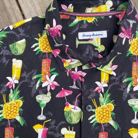Tommy Bahama Bartenders Choice Regular-Fit Drink-print Silk Shirt XL - Picture 6 of 8